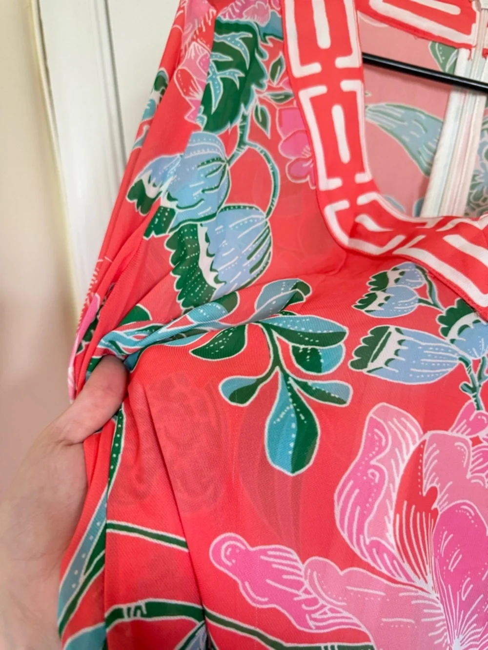 CK Bradley Peppin Caftan Coral Floral Maxi Dress - Picture 8 of 9